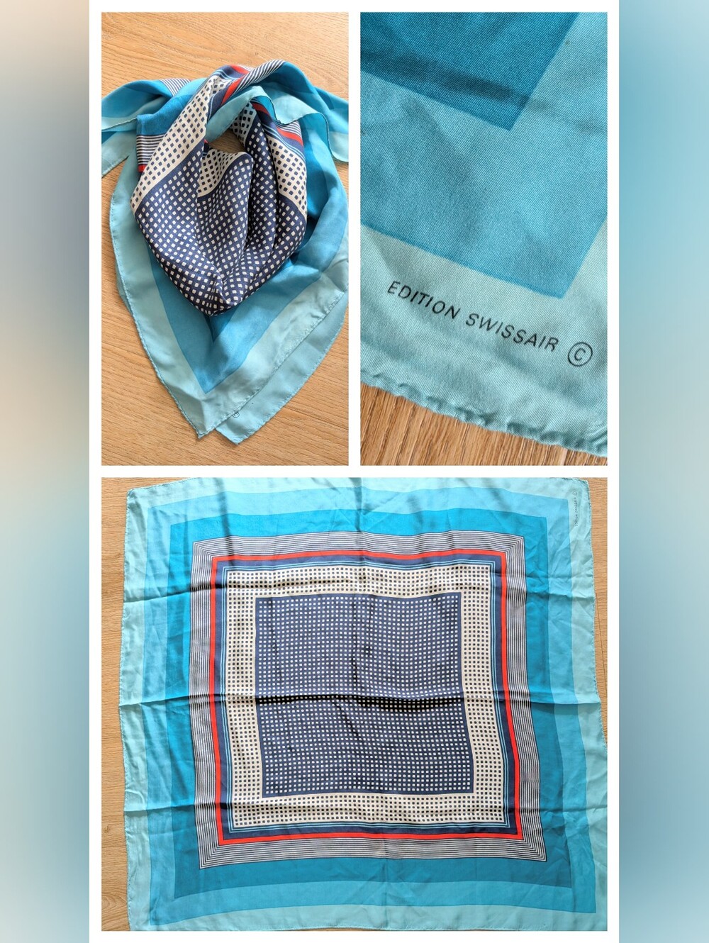 Swiss Air Vintage Flight Attendant Uniform Scarf